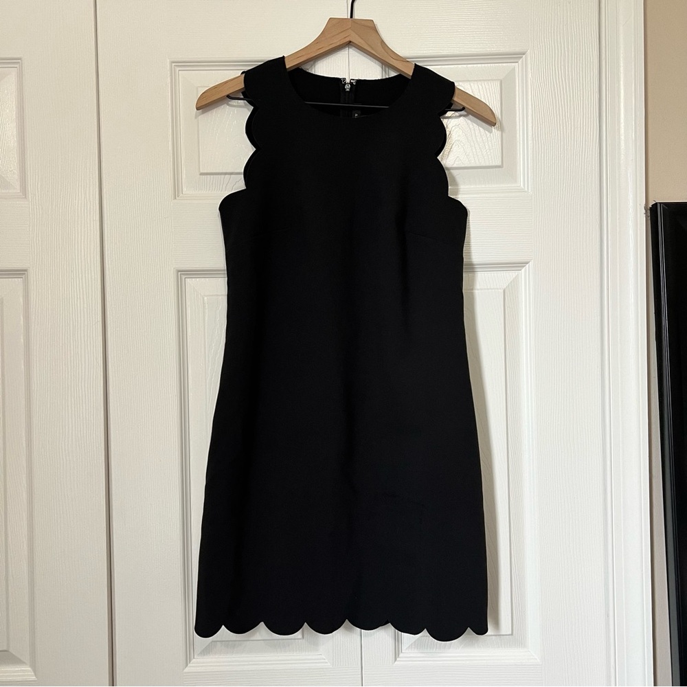 J. Crew Black Scalloped Mini Dress